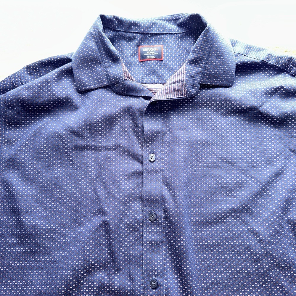 UNTUCKit Rigby Mens XL Wrinkle Free Cotton Long Sleeve Button Down Shirt Navy - Picture 5 of 12